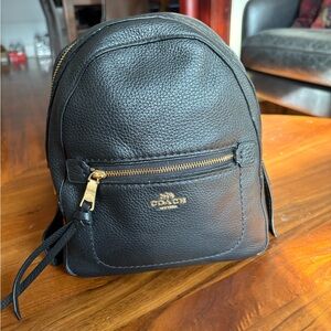 Coach Black Pebbled Leather Backpack with Gold Zipper LIKE NEW
